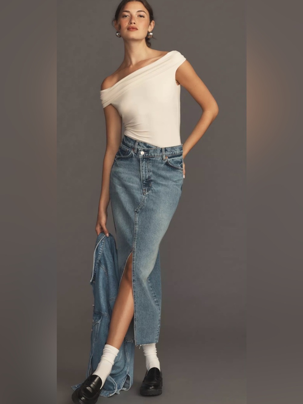 NWT Reformation Nila Long Denim Skirt